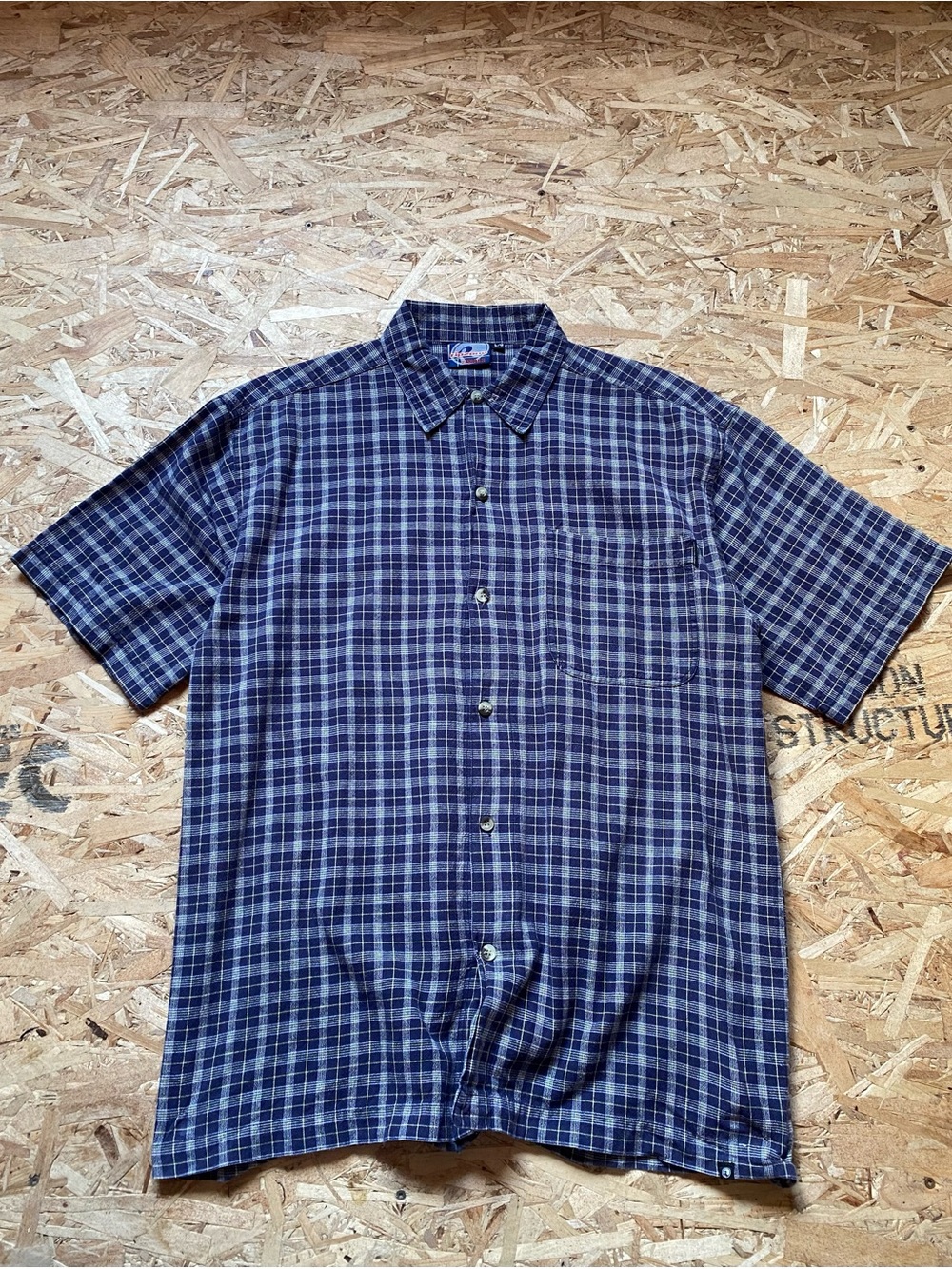 Men's Ripzone Y2K Casual Short-Sleeve Blue Plaid Button-Down Shirt